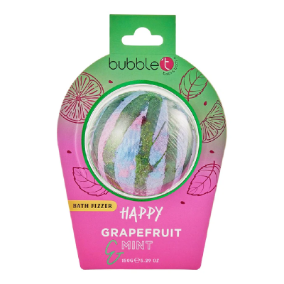 Bila efervescenta de baie pentru relaxare, Grapefruit & Menta, 150g, Bubble T -