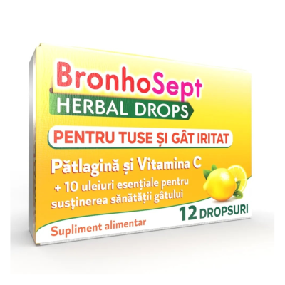 BronhoSept Herbal Drops, tuse și gât iritat, 12 dropsuri, Justin Pharma -