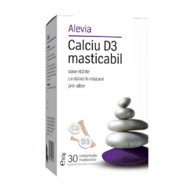 Calciu D3 masticabil, 30 comprimate, Alevia -