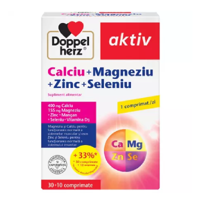 Calciu + Magneziu + Zinc + Seleniu Aktiv, 30+10 comprimate, Doppelherz -