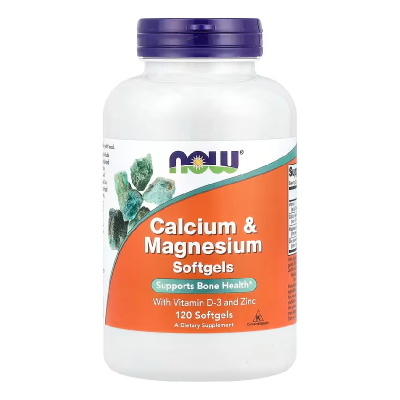 Calciu si magneziu cu vitamina D-3 si zinc, 120 gelule moi, Now Foods -