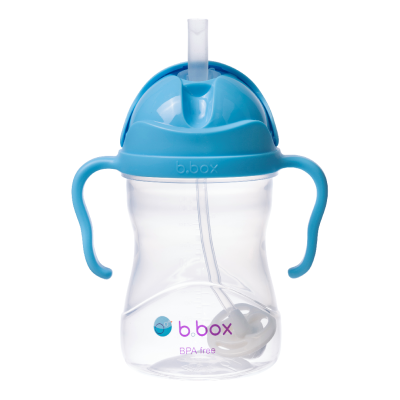 Cana cu pai, 6 luni+, Albastru, 240 ml, B.Box -