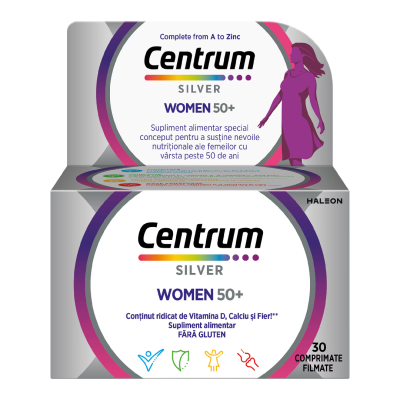 Silver 50+ Complet de la A la Z pentru femei, 30 comprimate, Centrum -