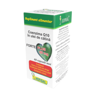 Coenzima Q10 in ulei de catina Forte Plus 60mg, 40 capsule, Hofigal -