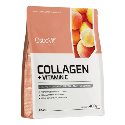 Colagen cu Vitamina C, aroma de piersica, 400g, OstroVit -