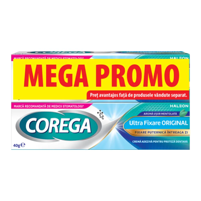 Pachet Crema adeziva Ultra Fixare Original, 2*40 g, Corega -
