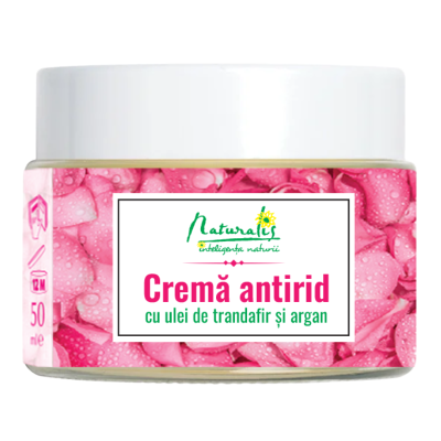 Crema antirid cu ulei de trandafiri si ulei de argan, 50 ml, Naturalis -