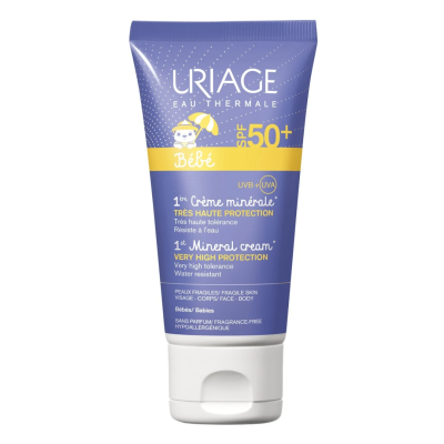 Crema minerala pentru protectie solara cu SPF 50+ 1er Bebe, 50 ml, Uriage -
