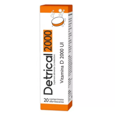 Detrical D3 2000 UI, 20 comprimate efervescente, Zdrovit -