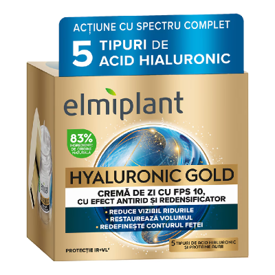 Crema de zi anti-rid Hyaluronic Gold, 50 ml, Elmiplant -