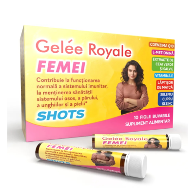Gelee Royale Femei Shots, 10 fiole buvabile, Justin Pharma -