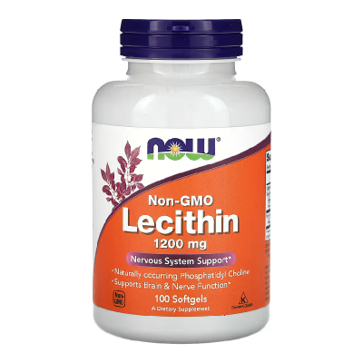 Lecitina din soia, 1200 mg, 100 gelule moi, Now Foods -