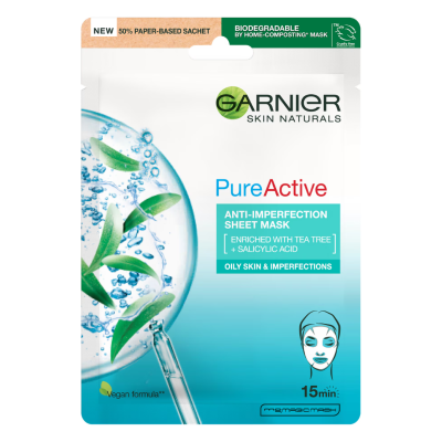 Masca servetel anti-imperfectiuni Pure Active Skin Naturals, 23 g, Garnier -