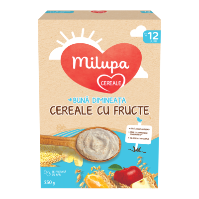 Cereale cu Fructe Buna Dimineata, +12 luni, 250g, Milupa -