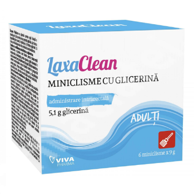 Miniclisme cu glicerina pentru adulti LaxaClean, 6 miniclisme, Viva Pharma -