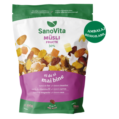 Musli Fructe punga cu zipper, 500g, Sanovita -