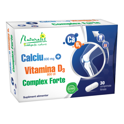 Calciu cu Vitamina D3 Complex Forte, 30 comprimate, Naturalis -