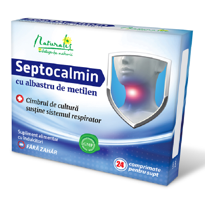 Septocalmin cu albastru de metilen, 24 de comprimate pentru supt, Naturalis -