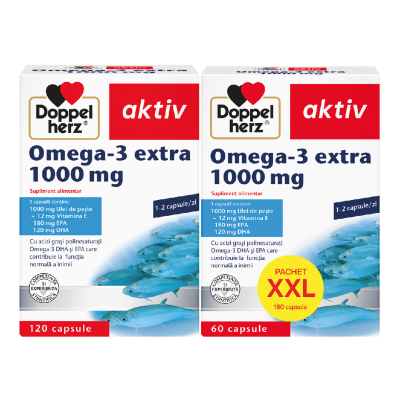 Pachet Omega 3 Extra, 1000 mg, 120+60 capsule, Doppelherz -