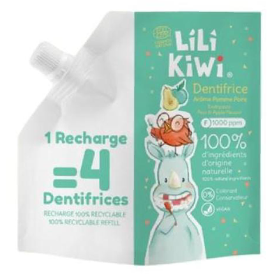Rezerva Pasta de dinti pentru copii, 3-12 ani, Mar si para, 120 ml, Lilikiwi -