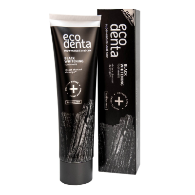 Pasta de dinti pentru albire Extra Black cu carbune si Teavigo, 75ml, Ecodenta -