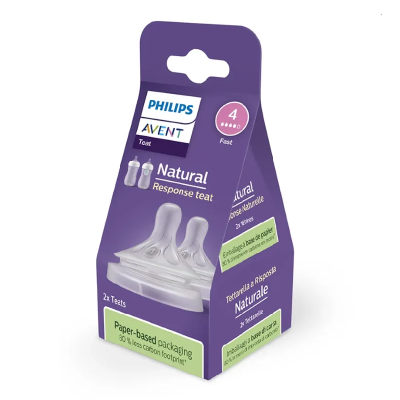 Tetina cu debit 4 Natural Response, 3 luni+, SCY964/02, 2 bucati, Philips Avent -