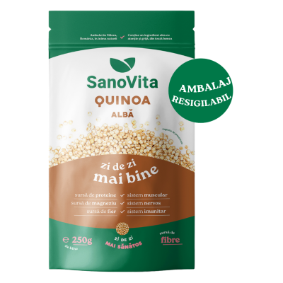 Quinoa alba, punga cu zipper, 250g, Sanovita -