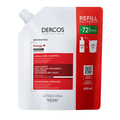 Rezerva eco sampon cu actiune energizanta Dercos Energy+, 400 ml, Vichy -
