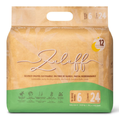 Scutece chilotei din bambus, marimea 6, 15-20kg, 24 bucati, Zuluff -