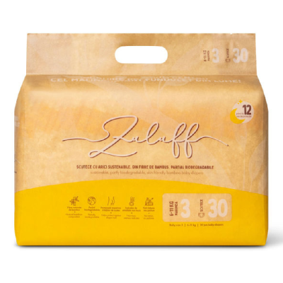 Scutece din bambus, marimea 3, 6-11 kg, 30 bucati, Zuluff -