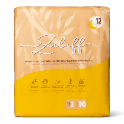 Scutece din bambus, marimea 3, 6-11 kg, 90 bucati, Zuluff -