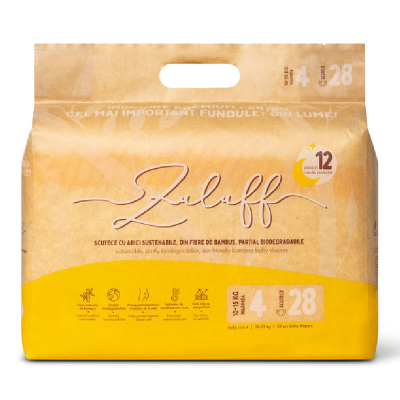 Scutece din bambus, marimea 4, 10-15 kg, 28 bucati, Zuluff -