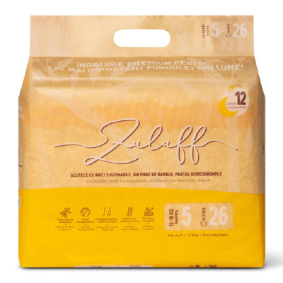 Scutece din bambus, marimea 5, 13-18 kg, 26 bucati, Zuluff -