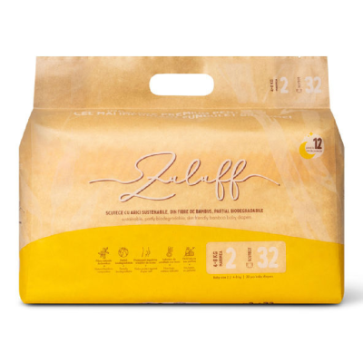 Scutece din bambus, marimea 2, 4-8 kg, 32 bucati, Zuluff -