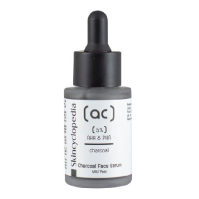 Serum facial exfoliant cu Carbune si Complex 5% AHA + PHA, 30ml, Skincyclopedia -