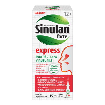 Spray nazal Sinulan Express Forte, 15ml, Walmark -