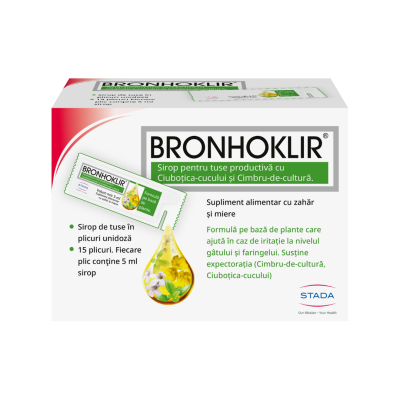 Sirop pentru tuse productiva Bronhoklir, 15 plicuri, Stada -