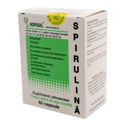 Spirulina 500mg, 40 comprimate, Hofigal -