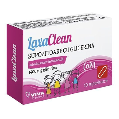 Supozitoare cu glicerina pentru copii LaxaClean, 10 bucati, Viva Pharma -