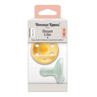 Suzeta ortodontica Breast Like, Galben/Verde Mint, 0-6 luni, 2 bucati, Tommee Tippee -