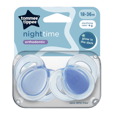 Suzete ortodontice Night Time, 18-36 luni, 2 bucati, Albastru, Tommee Tippee -