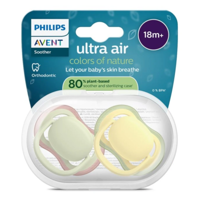 Suzete Ultra Air, 18 luni, SCF349/50, verde/galben, 2 bucati, Philips Avent -