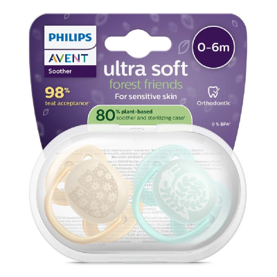 Suzete Ultra Soft, 0-6 luni, SCF091/41, Marine, 2 bucati, Philips Avent -