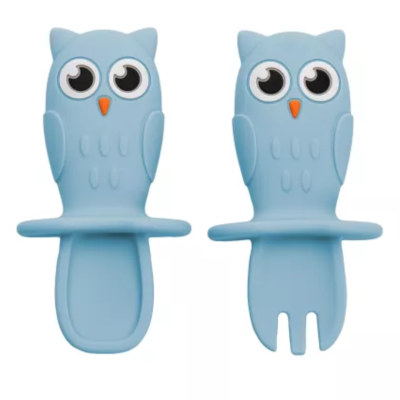 Set Tacamuri din silicon Bufnita, 6 luni+, Aqua Blue, Appekids -