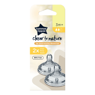 Tetina din silicon anti-colici flux mediu, 3 luni+, 2 bucati, Tommee Tippee -