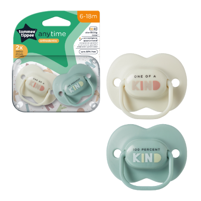 Suzete ortodontice Anytime, 6-18 luni, Verde/alb, 2 bucati, Tommee Tippee -