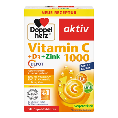Vitamina C 1000 mg + D3 + Zinc Depot, 30 comprimate, Doppelherz -