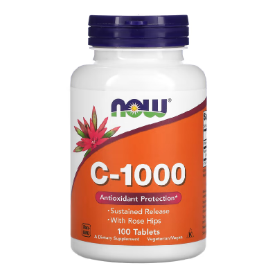 Vitamina C-1000 mg si macese cu eliberare treptata, 100 tablete, Now Foods -