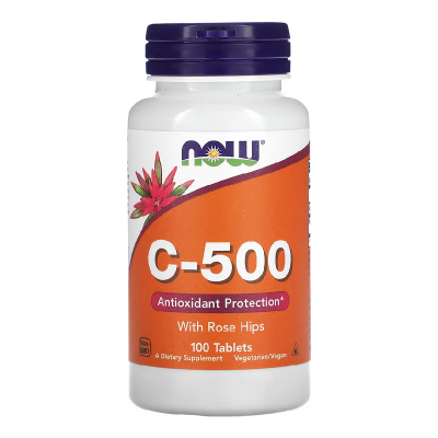 Vitamina C cu macese, 500 mg, 100 tablete, Now Foods -