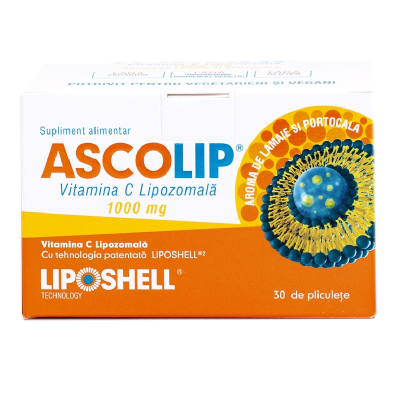 Vitamina C Lipozomala cu aroma de portocala, 1000 mg, 30 plicuri, Liposhell -